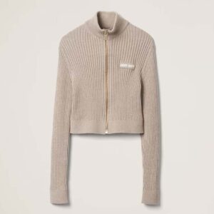 Miu Miu Women Wool Knit Cardigan with Knit Logo Patch