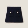Miu Miu Women Wool Miniskirt with Knit Logo Patch