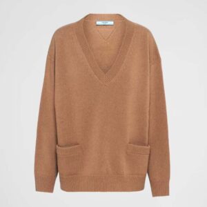 Prada Men Wool and Cashmere Sweater-Brown