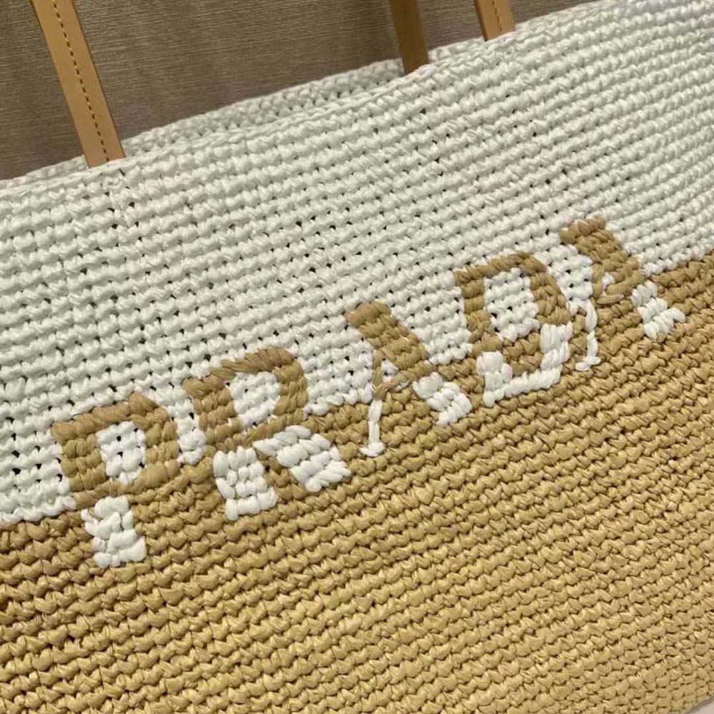Prada Women Crochet and Leather Tote Bag 9 Prada Women Crochet and Leather Tote Bag - Image 9
