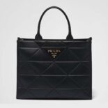 Prada Women Large Leather Prada Symbole Bag with Topstitching