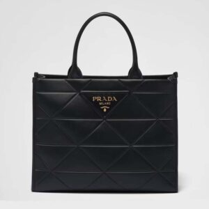Prada Women Large Leather Prada Symbole Bag with Topstitching