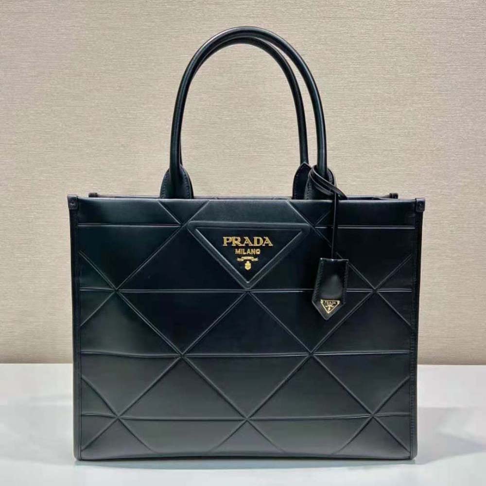 Prada Women Large Leather Prada Symbole Bag with Topstitching 2 Prada Women Large Leather Prada Symbole Bag with Topstitching - Image 2