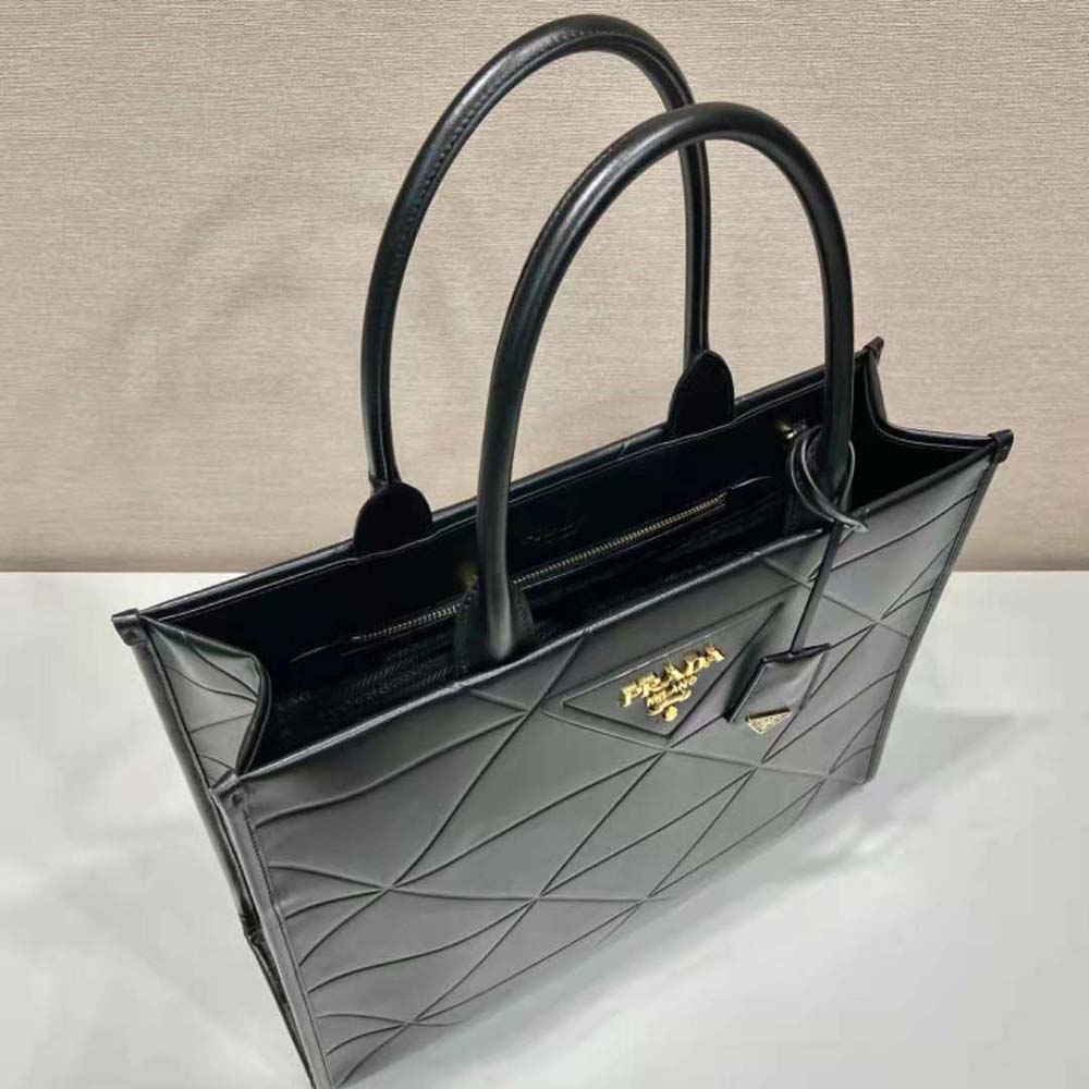 Prada Women Large Leather Prada Symbole Bag with Topstitching 7 Prada Women Large Leather Prada Symbole Bag with Topstitching - Image 7