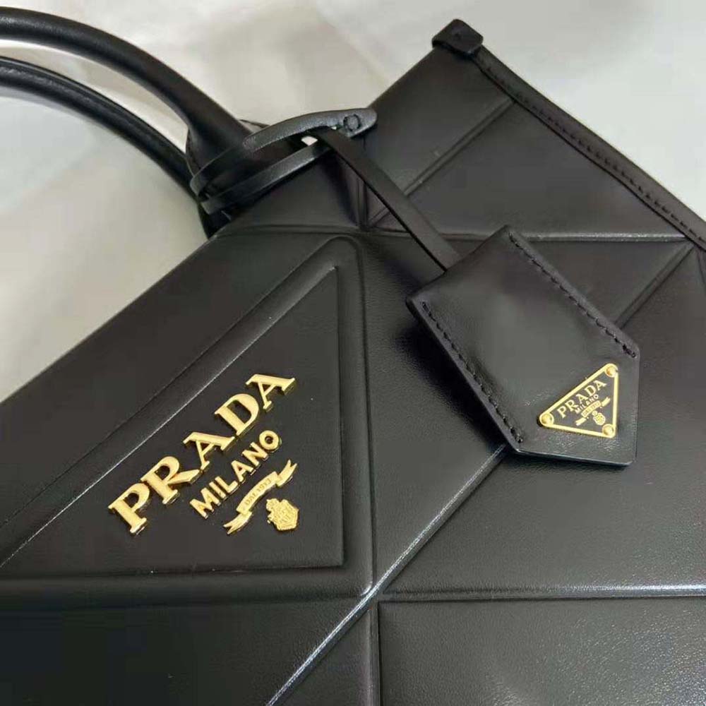 Prada Women Large Leather Prada Symbole Bag with Topstitching 10 Prada Women Large Leather Prada Symbole Bag with Topstitching - Image 10