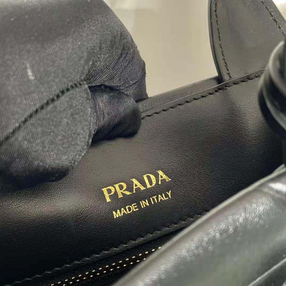 Prada Women Large Leather Prada Symbole Bag with Topstitching 9 Prada Women Large Leather Prada Symbole Bag with Topstitching - Image 9