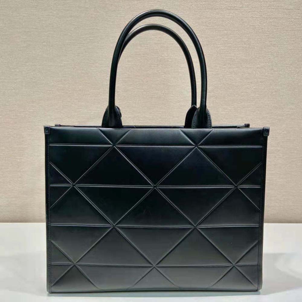 Prada Women Large Leather Prada Symbole Bag with Topstitching 3 Prada Women Large Leather Prada Symbole Bag with Topstitching - Image 3