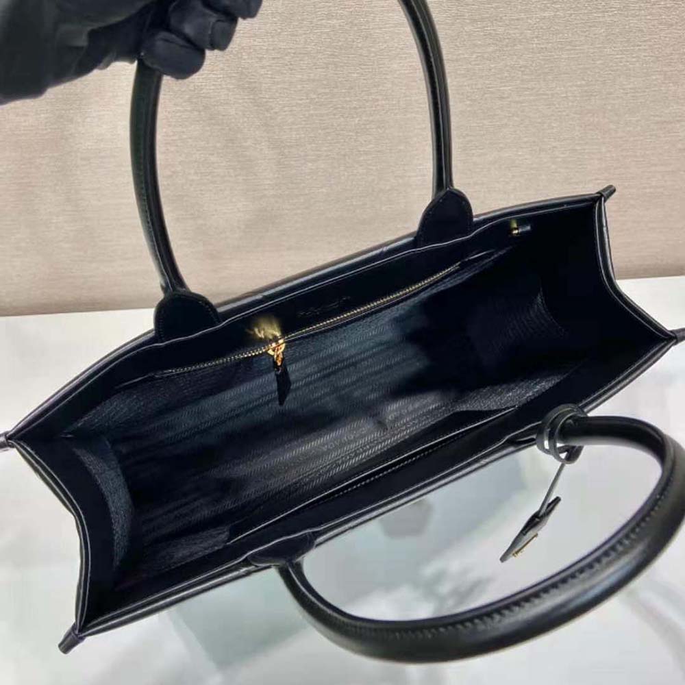 Prada Women Large Leather Prada Symbole Bag with Topstitching 8 Prada Women Large Leather Prada Symbole Bag with Topstitching - Image 8