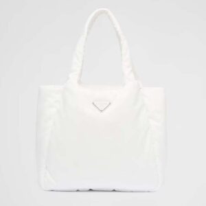 Prada Women Large Padded Re-Nylon Tote Bag-White