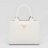Prada Women Mini Prada Symbole Leather Bag with Stitching-White