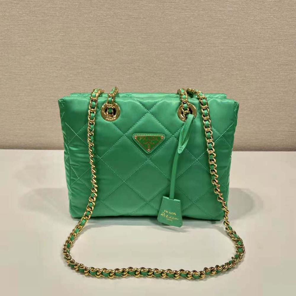 Prada Re-edition 1995 Chaîne Re-nylon Tote Bag in Green