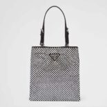 Prada Women Satin Handbag with Crystals-Black