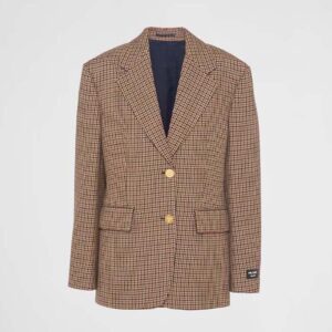 Prada Women Single-breasted Houndstooth Check Jacket