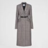 Prada Women Single-breasted Prince of Wales Mouliné Coat