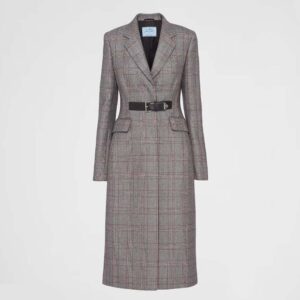 Prada Women Single-breasted Prince of Wales Mouliné Coat