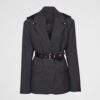 Prada Women Single-breasted Wool and Re-Nylon Jacket-Black