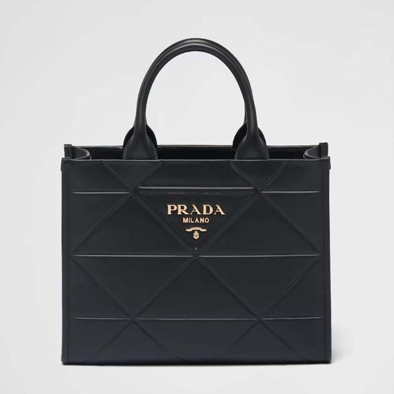 Prada Women Large Leather Prada Symbole Bag with Topstitching