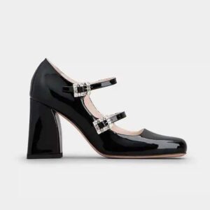 Roger Vivier Women Trés Vivier Strass Buckle Mini Babies Pumps in Patent Leather