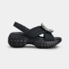 Roger Vivier Women Viv' Run Light Strass Buckle Sandals in Fabric-Black