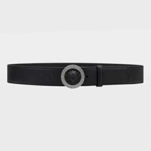 Versace Men Medusa Biggie Reversible Leather Belt-Black