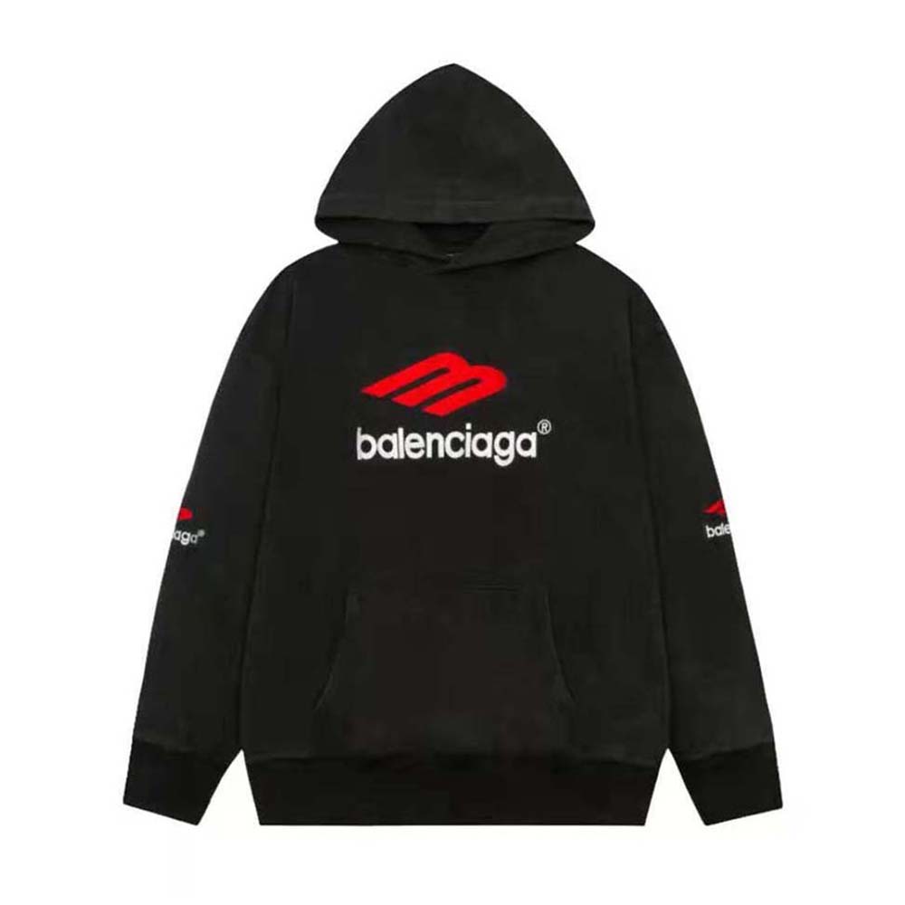 Balenciaga Men 3B Sports Icon Hoodie Oversized in Black