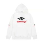 Balenciaga Men 3B Sports Icon Hoodie Oversized in White