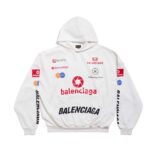 Balenciaga Men Top League Hoodie Oversized in White