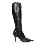 Balenciaga Women Cagole 90mm Boot in Black Arena Lambskin