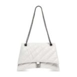 Balenciaga Women Crush Medium Chain Bag Quilted in White