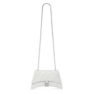 Balenciaga Women Crush XS Chain Bag Quilted in Optic White