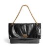 Balenciaga Women Monaco Large Chain Bag in Black Arena Calfskin