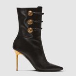 Balmain Women Alma Leather Ankle Boots in Smooth Leather-Black