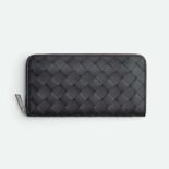 Bottega Veneta Men Intrecciato Zip Around Wallet-Black