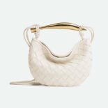 Bottega Veneta Women Mini Sardine in Supple Lambskin Leather-White