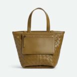 Bottega Veneta Women Small Flip Flap in Lambskin Leather-Brown
