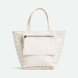 Bottega Veneta Women Small Flip Flap in Lambskin Leather-White