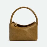 Bottega Veneta Women Tosca Shoulder Bag with Metallic Sphere Closure Woven-Brown