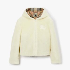 Burberry Women EKD Fleece Hooded Jacket-White