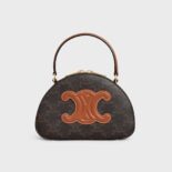 Celine Women Half Moon Case Cuir Triomphe in Triomphe Canvas and Calfskin