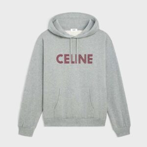 Celine Women Loose Hoodie in Cotton Fleece