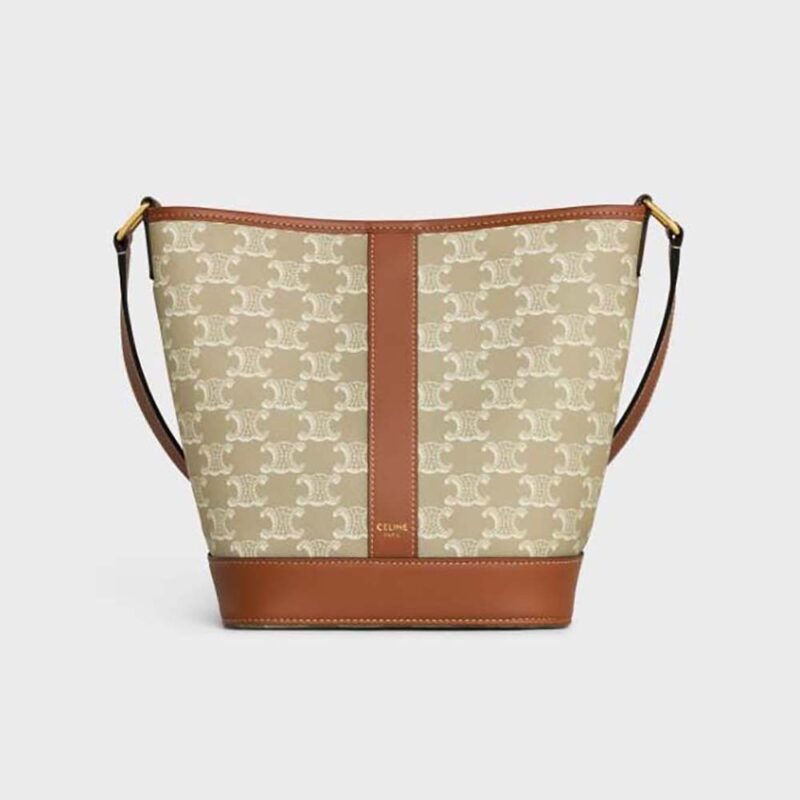 TOP HANDLE BAG 20 IN BLACK TRIOMPHE CANVAS AND BROWN CALFSKIN