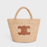 Celine Women Supple Small Triomphe Celine Classic Panier in Raffia and Calfskin