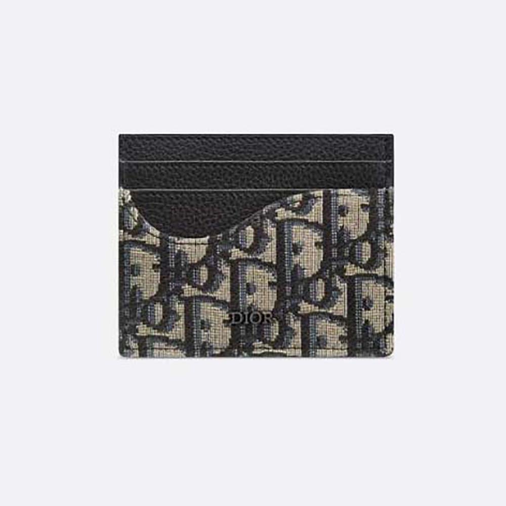 Dior Men Saddle Card Holder Black Grained Calfskin and Beige and Black ...