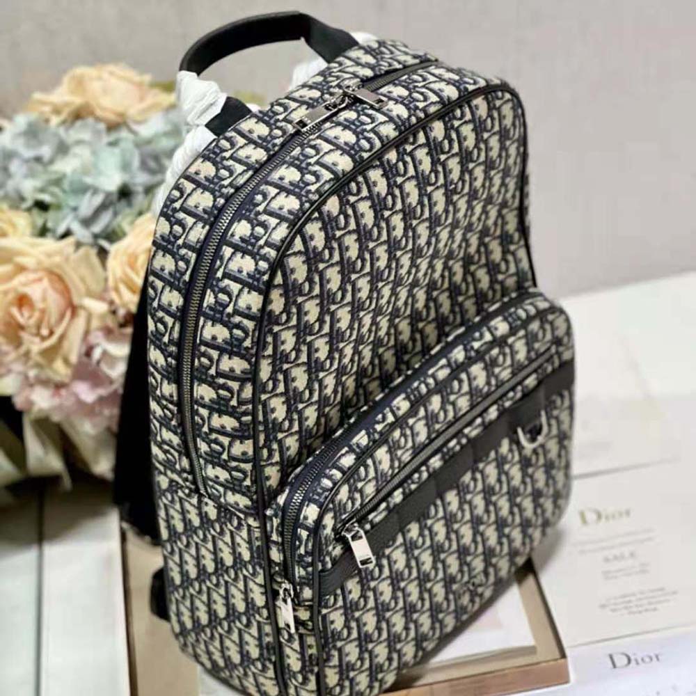 Dior - Safari Backpack Beige and Black Dior Oblique Jacquard - Men