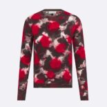 Dior Men Sweater Red Multicolor Technical Cashmere Mohair and Wool Knit with Dior Roses Motif