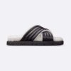 Dior Women D-Cross Slide Black Lambskin and White Shearling