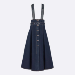 Dior Women Denim Couture Mid-length Skirt Blue Lightweight Raw Cotton Denim