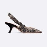 Dior Women J'Adior Slingback Pump Beige and Black Cotton Embroidered with Plan de Paris Motif