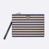 Dior Women Large Dior Caro Ddaily Pouch Natural and Denim Blue Marinière Raffia