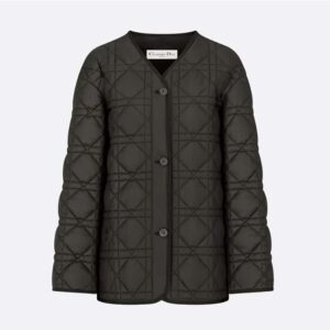 Dior Women Macrocannage Peacot Black Quilted Technical Taffeta